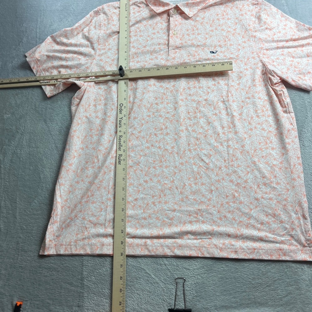 Vineyard Vines Performance Polo Shirt Men XL Pink White Floral Short Sleeve Golf - Picture 5 of 8